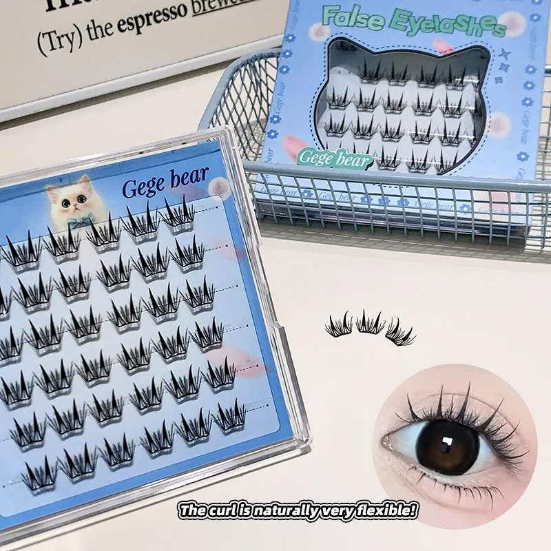 رموش صناعية خالية من الغراء من Gege bear تجعيد بشكل طبيعي وهي جذور مميزة ثلاثية الأبعاد. الرموش الصناعية #6