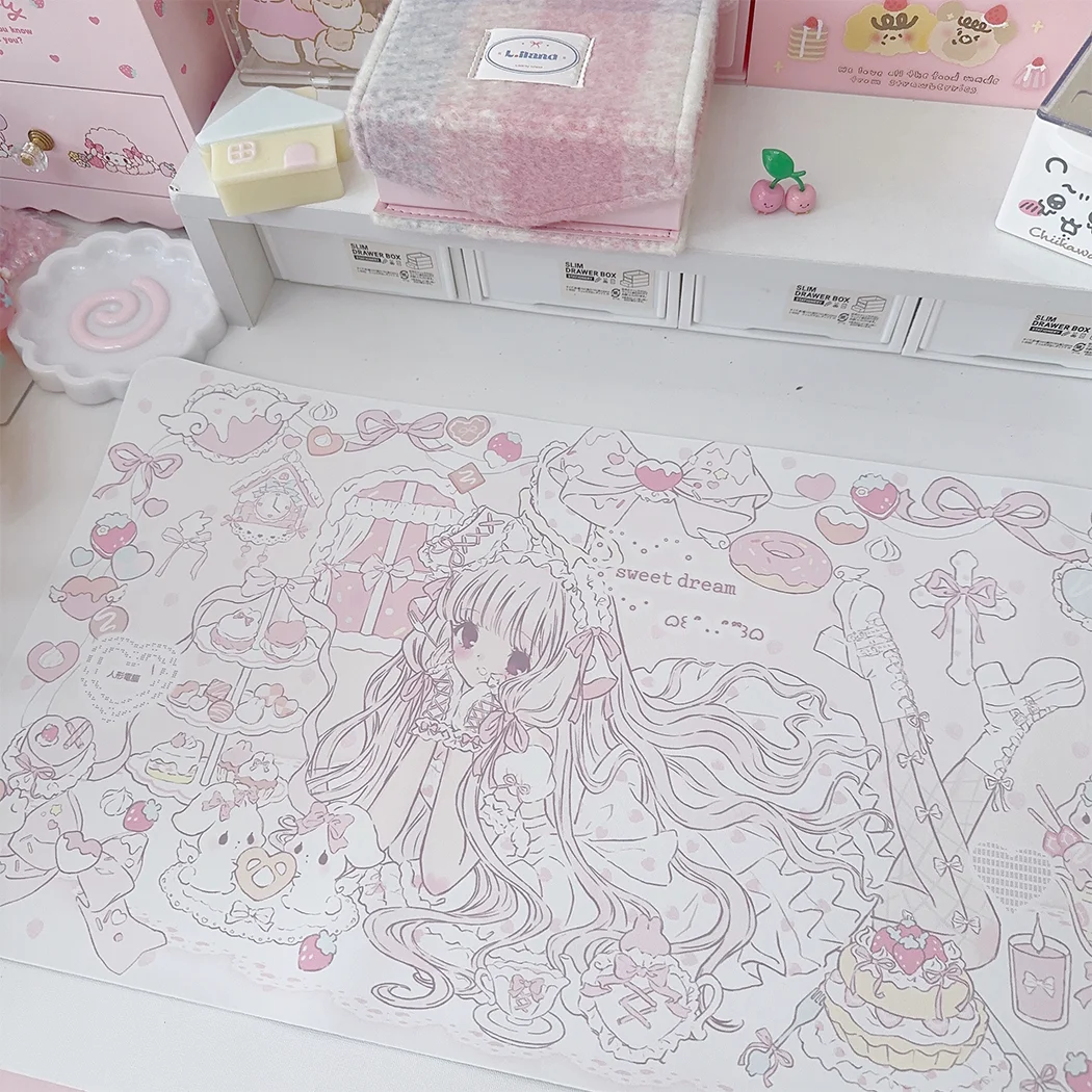 Original Design Tea Party Mouse Pad Girly Waterproof Non-Slip Cute Computer Keyboard Pad Students Dorm Desk Mat Placemat