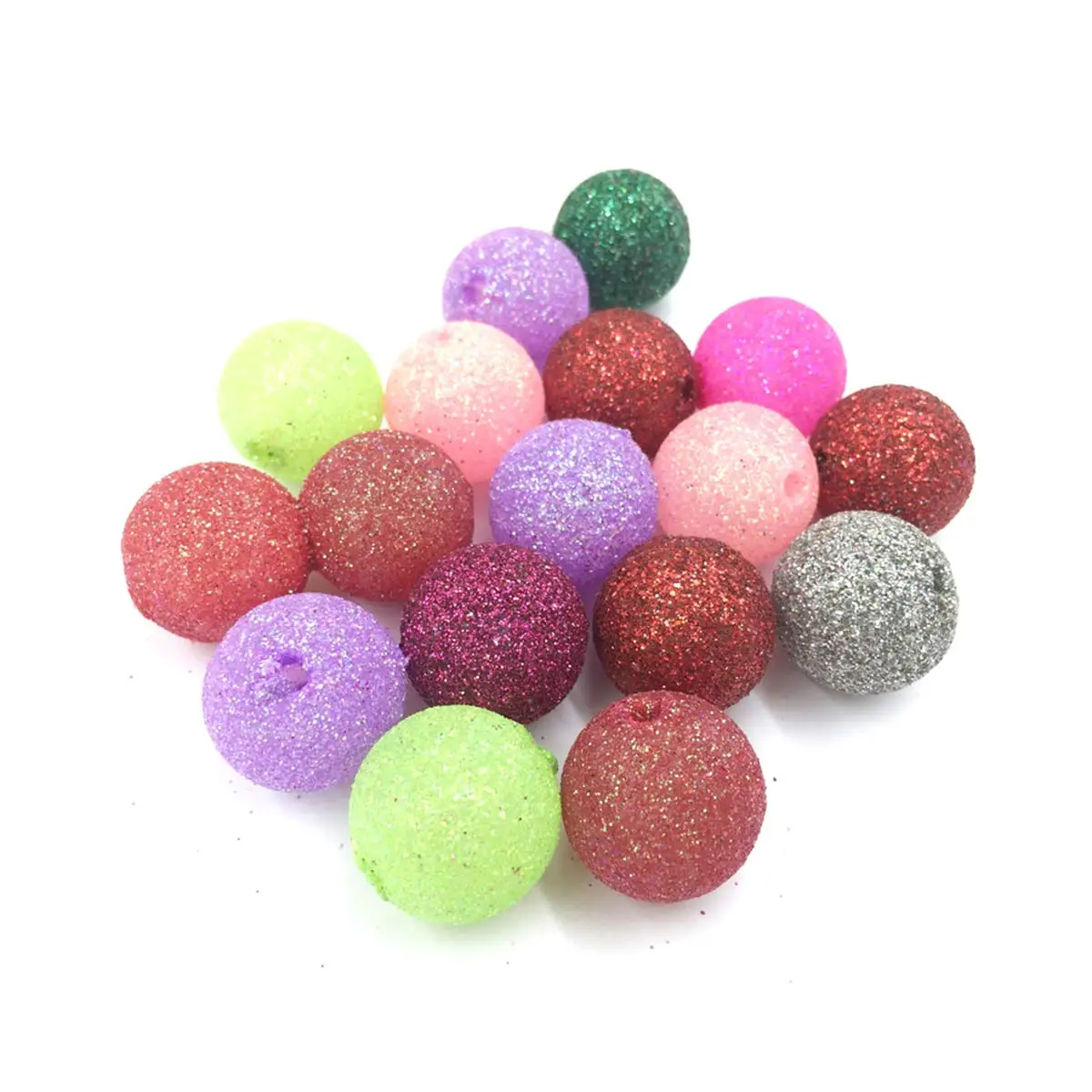 20PCS Multicolor Blingbling Glitter Round Spacer Beads 20mm DIY Jewelry Handicrafts Decoration Making Accessories Supplies