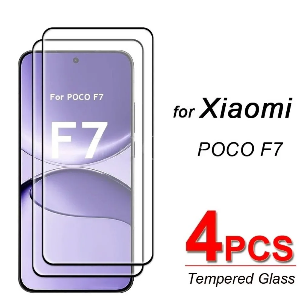 

4 Pcs Glass For Xiaomi POCO F7 F6 F5 Pro POCO X7 X6 X5 Tempered Film HD Full Glue Screen Protector Film POCO F7 Tempered Glass