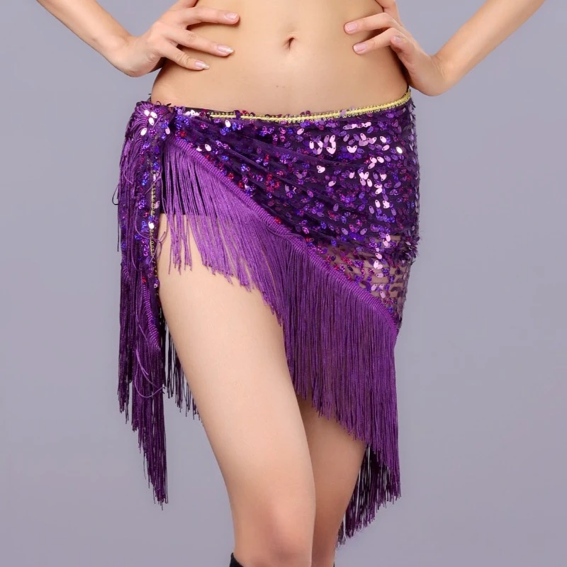 customized bellydance belt waist chain Indian dance accessories sequins tassels performance hip scarve triangular scarves skirts