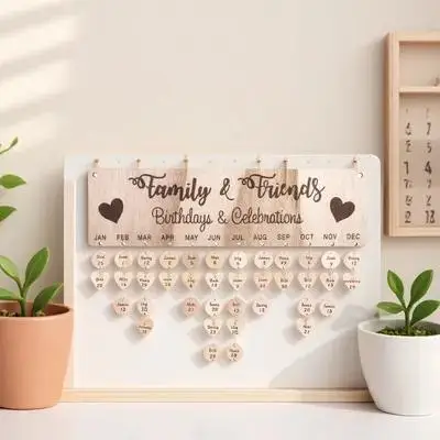 

Hanging Calendar Wooden DIY Wall Board Family Reminder Plaque Date Organizer Home Decor Gift Christmas Friends Birthday