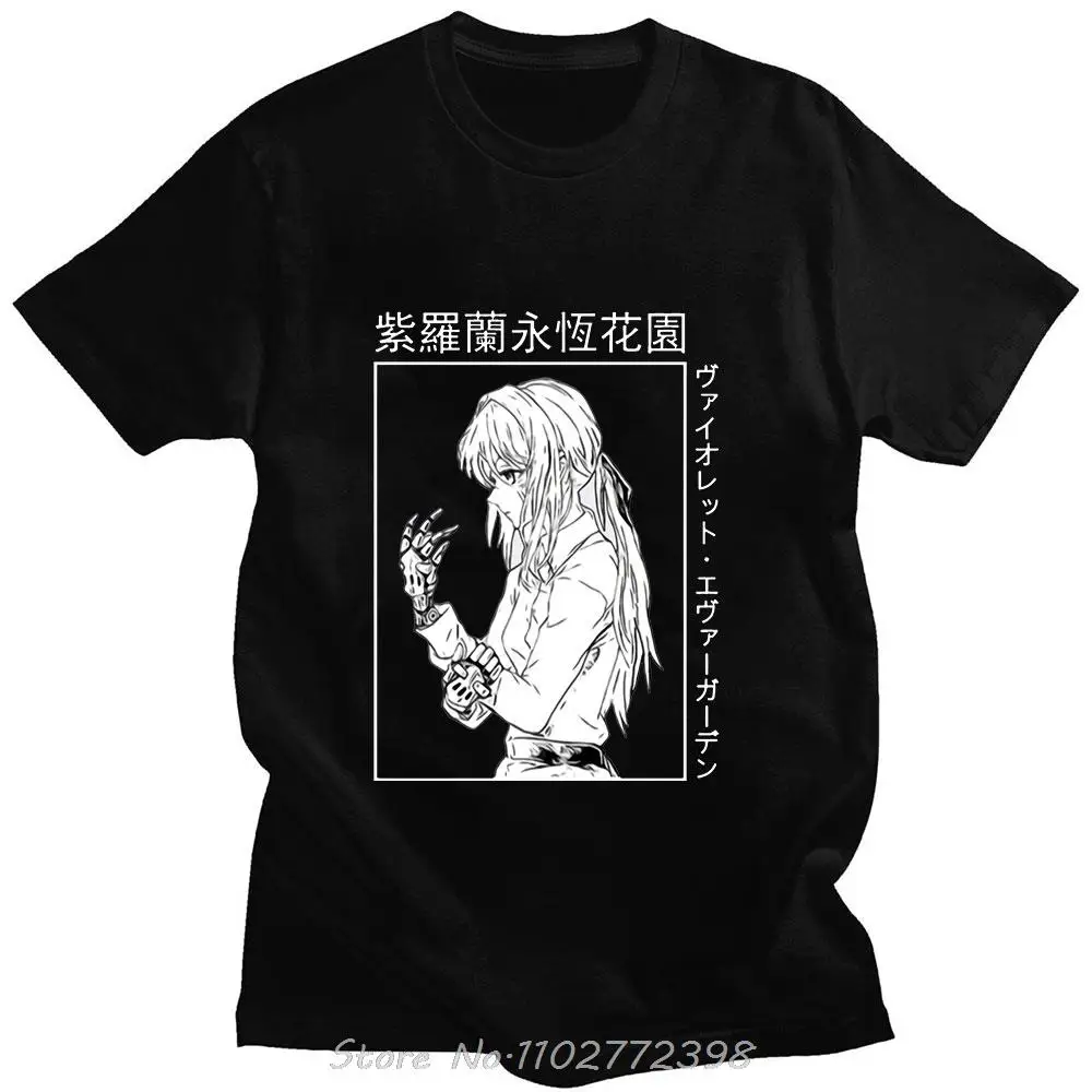 Anime Violet Evergarden Tshirt Japanese Manga Print Summer Cotton T Shirt Casual Loose Sports Men T-Shirt Oversized Streetwear