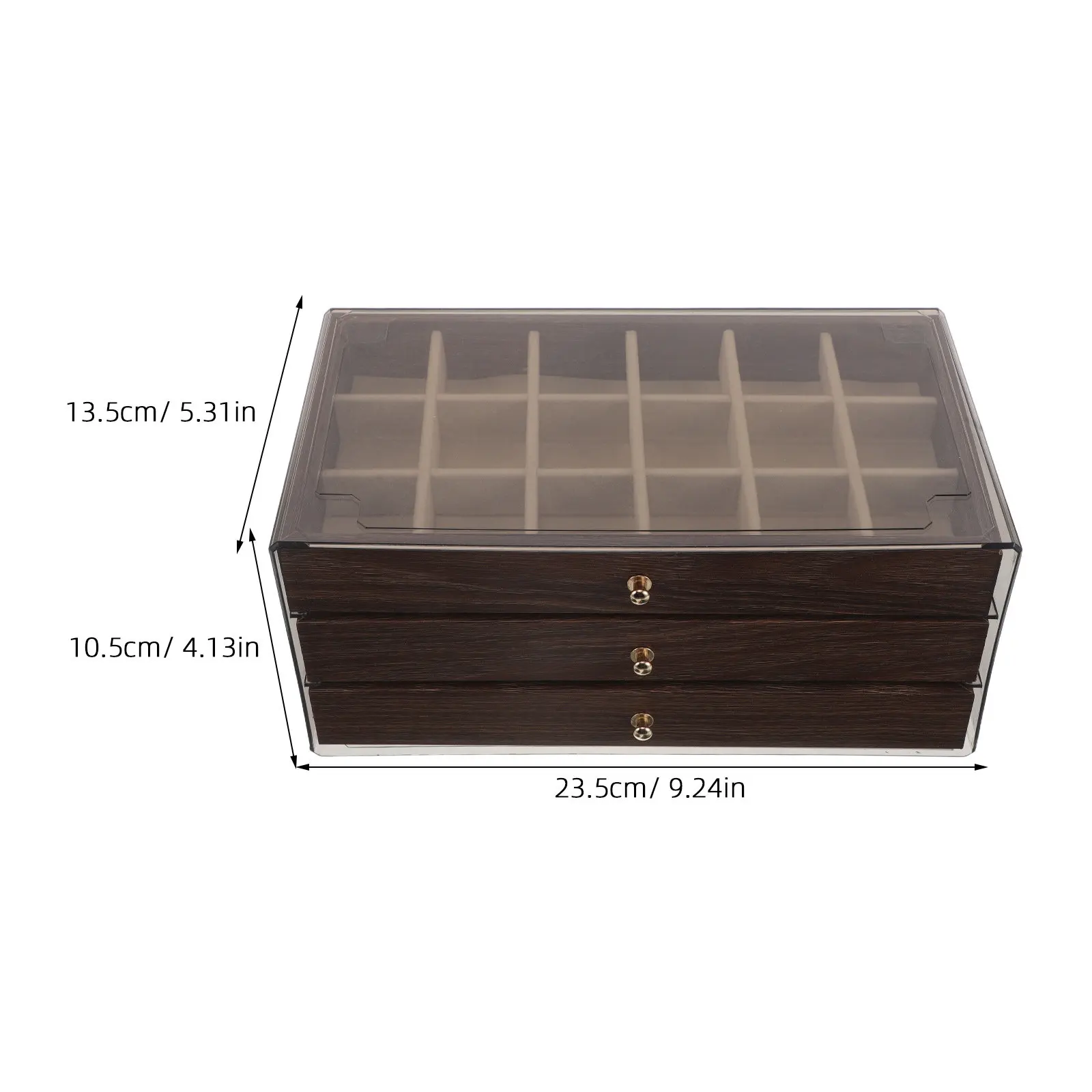 Vintage Wood Jewelry Box for Women 3 Layer Retro Jewelry Organizer with Necklace Pendant Holder Ring Earring Compartments