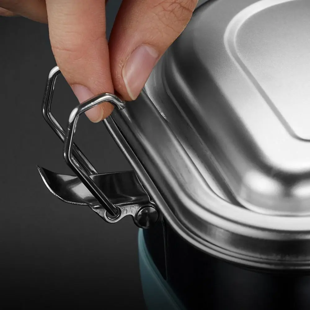 

Sealed Stainless Steel Lunch Box Double Layer Divided Grids Food Storage Container Silicone Bottom Heat-resistant