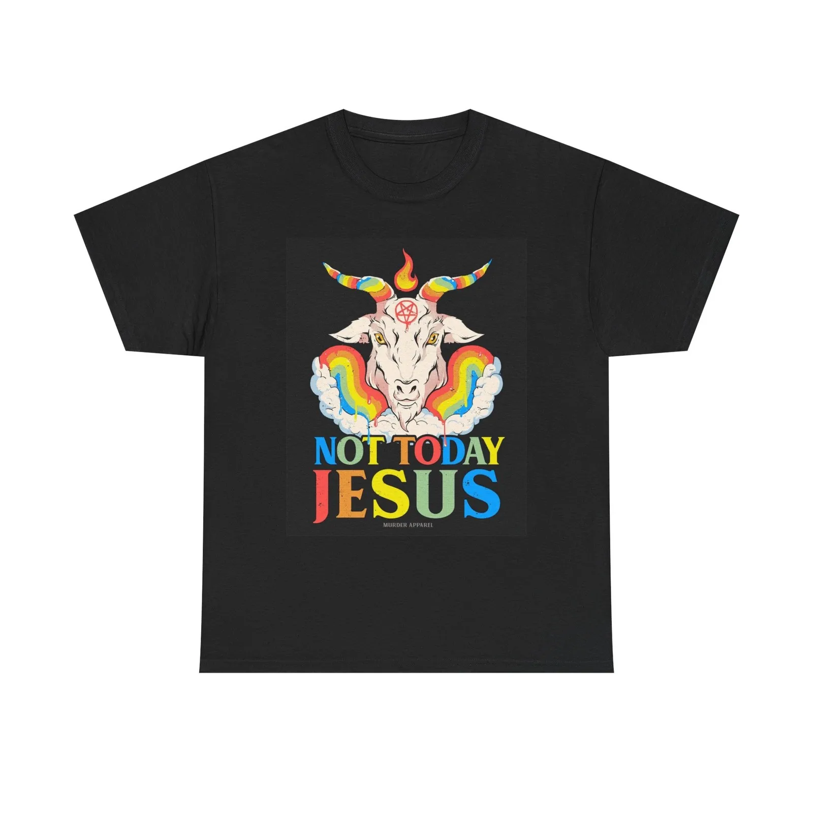 

Not Today Jesus Graphic T Shirt Rainbow Flag Unisex Heavy Cotton Tee