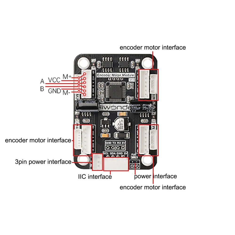 4-way Encoder Motor Drive Module Onboard Voltage Regulator Circuit Motor Control Smart Car Electric Race Dedicated Driver