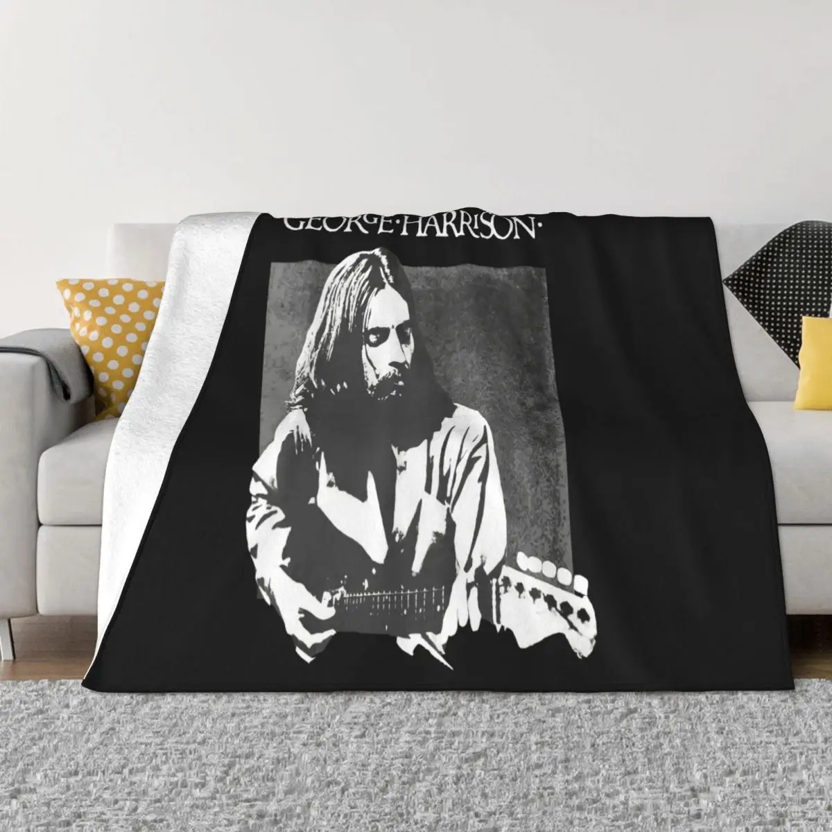 Official George Harrison Live Portrait Brainwashed Dark Horse Cloud Nine Throw Blanket