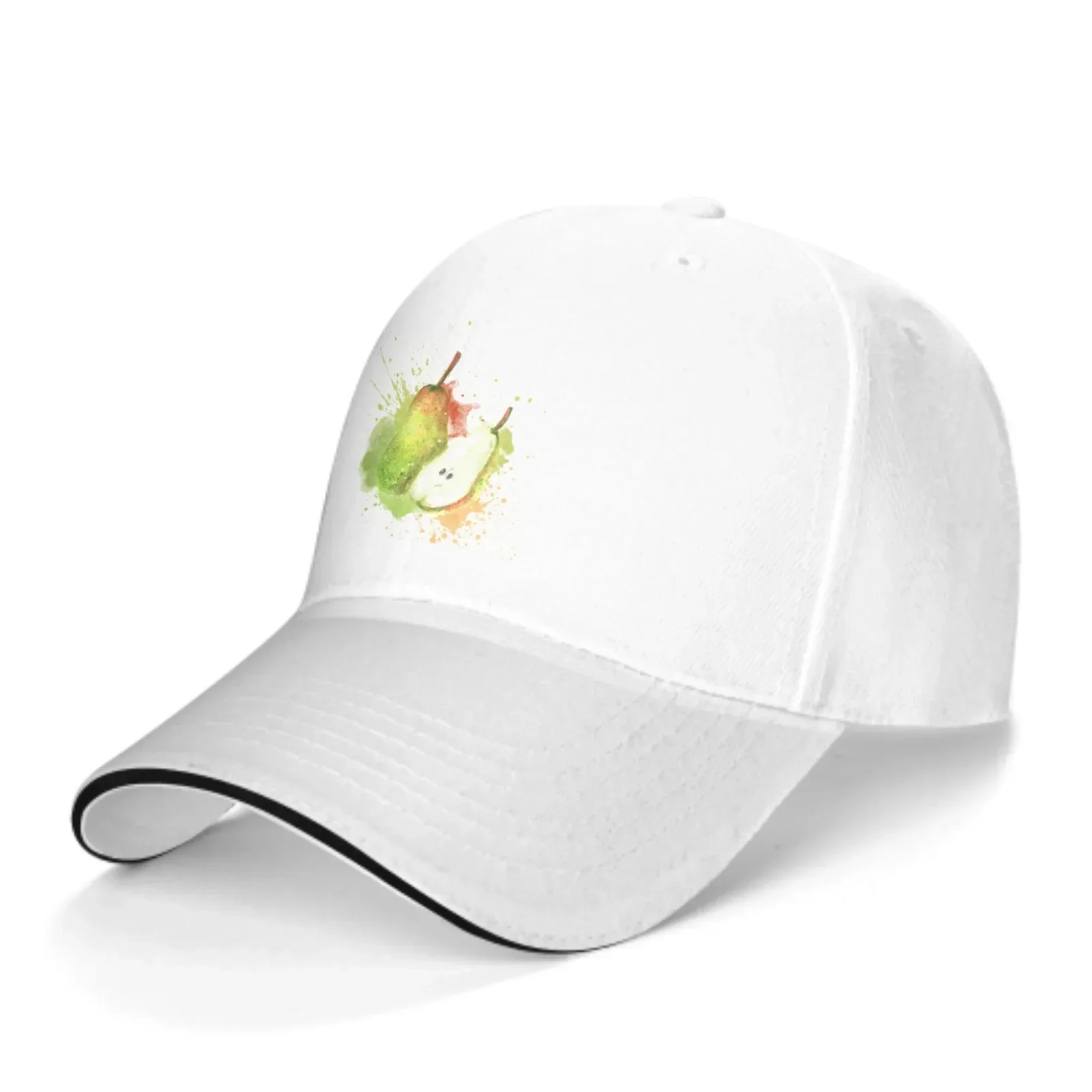 Watercolor Pear Baseball Cap Stamping Printing Sandwich Duck Tongue Hat Spring Summer Fashion Washed Sports Outdoor Travel