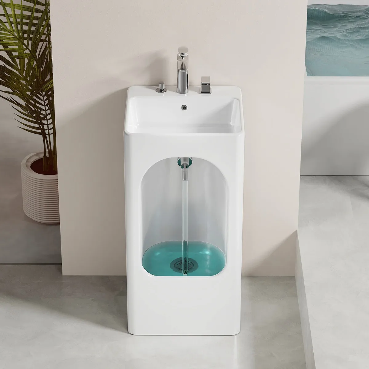 Indoor and outdoor mop washbasin column basin mop pool all-in-one dual-purpose hand washing and foot washing all-in-one basin