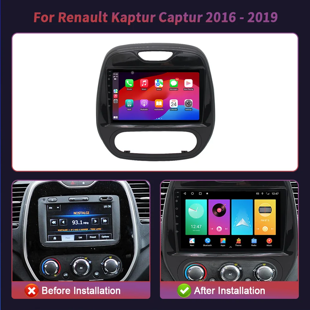 For Renault Kaptur Captur 2016 - 2019 Android Car Head Unit Radio Multimedia Navigation GPS Carplay Stereo 2 Din Touch Screen