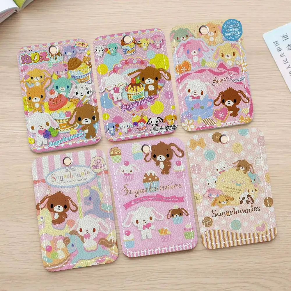 S-sugarbunnies Anime 1Pc PU Leather Card Holder Keychain Key Ring Door Lock Access Tags ID Card Case Keychain Card