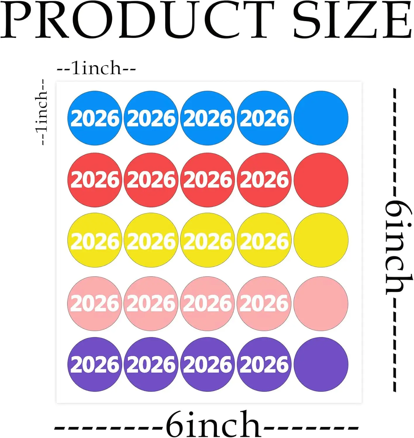 2026 Year Stickers 1 Inch Circle Dot Stickers Color Coded Filing Labels for Book Keeping, File Folder Organization Labels 500