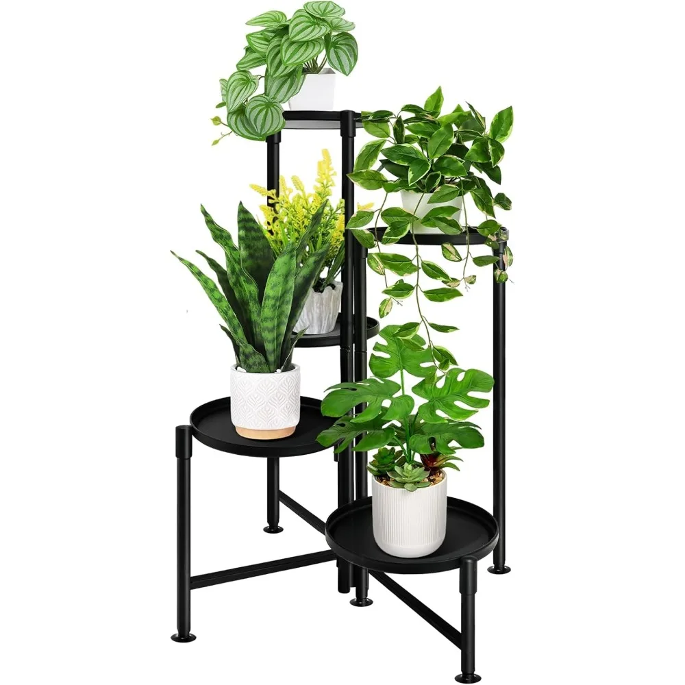 

5 Tier Plant Stand Indoor, Metal Corner Plant Shelf Outdoor, Foldable Tall Plant Rack for Mutiple Plants, Flower Pot Holder Disp