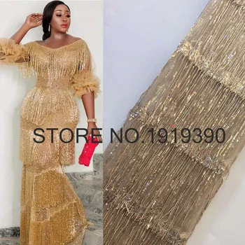 Ultimo 3D nappa pizzo con paillettes tessuto di pizzo africano 2024 tessuti di pizzo nigeriano netto di alta qualità 5 yarde per abiti da festa da donna