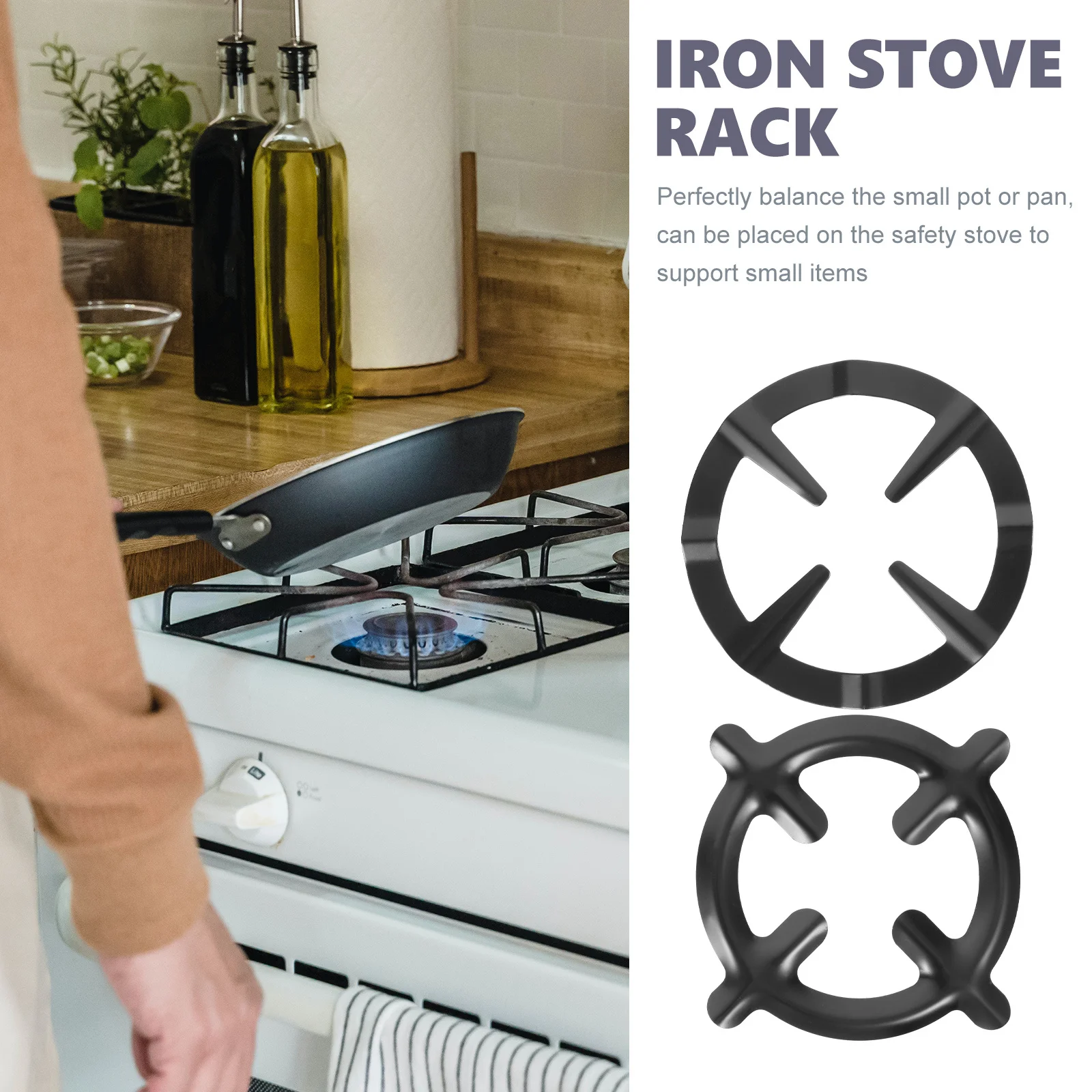 

2Pcs Multi-Functional Gas Stove Rack Stainless Steel Coffee Pot Holder Non-Slip Stove Top Support for Wok and Small Pans Kitchen