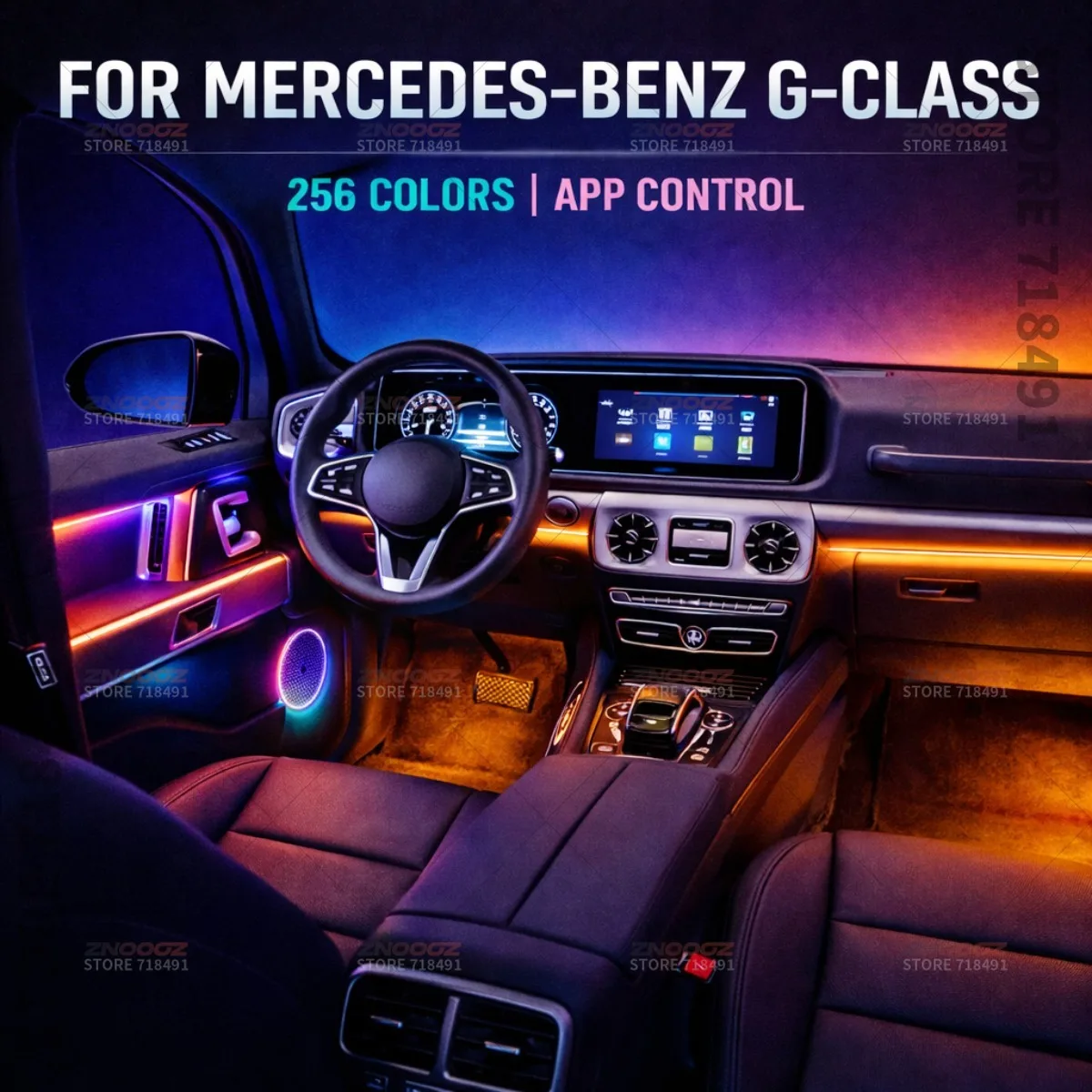 22in1 RGB Car Interior Acrylic Car Ambient Lights RGB Hidden Acrylic Strip Decoration Atmosphere Accessories For Benz G-Class