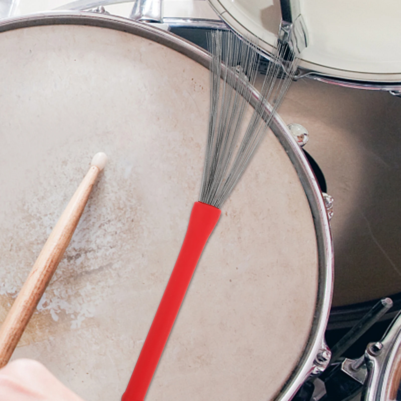 

Brush Jazz Drum Canning Debubbler Tool Wire Brushes Small Sticks Red Retractable