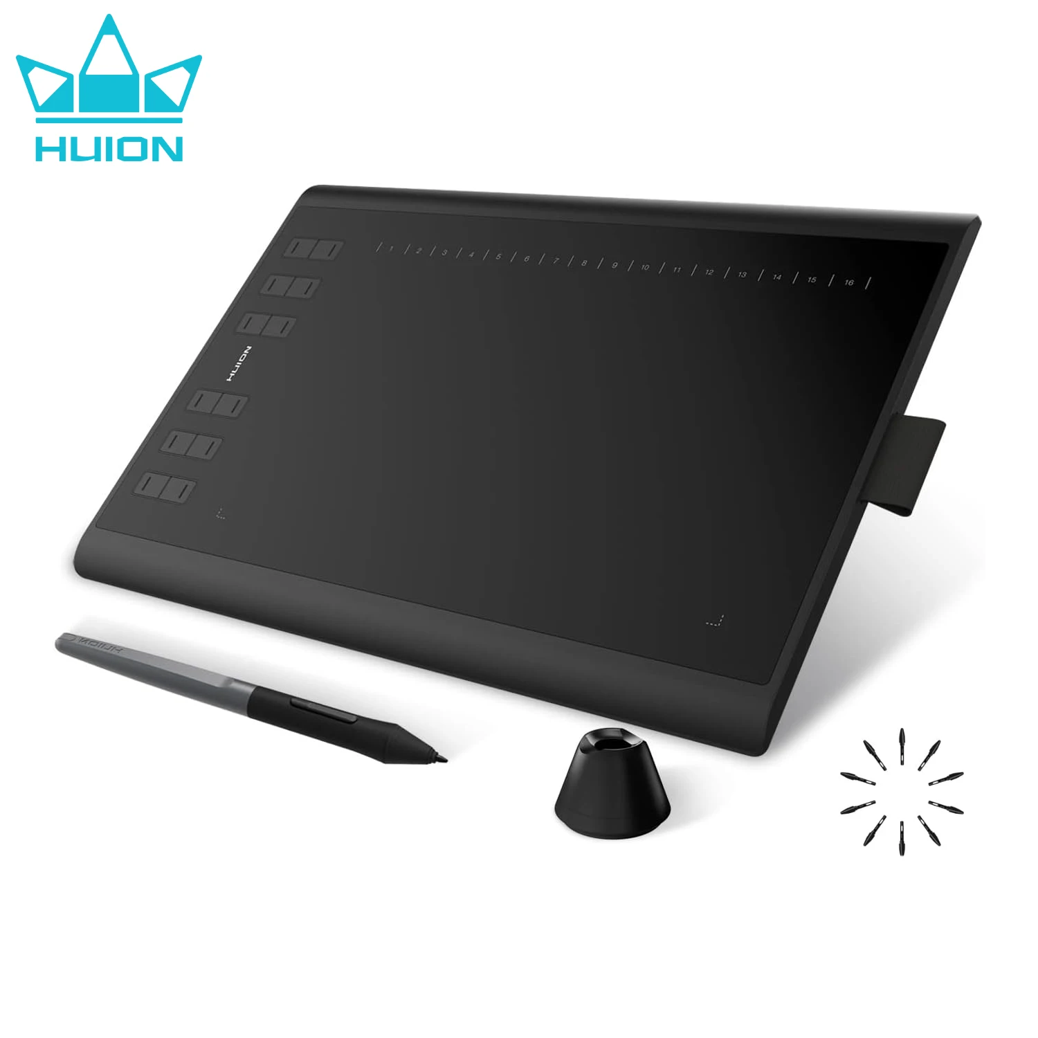 

HUION H1060P Graphics Tablet Battery-Free Stylus Digital Tablets 8192 Level Pen Pressure With 12 Express Keys OTG Adapter