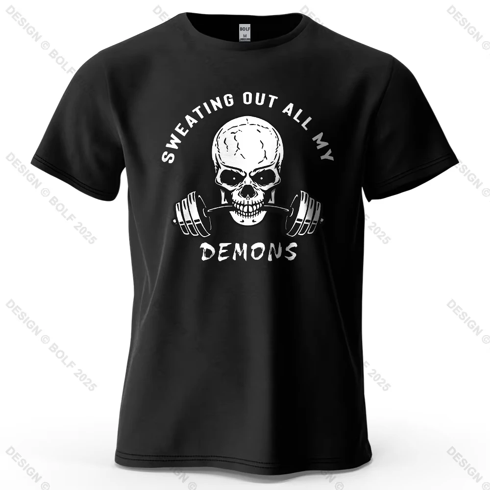 

Fitness Skull Motivated Printed Men's T-Shirt Fashion Oversized Gym Graphic Tees for Women Tops Tees Casual Streetwear