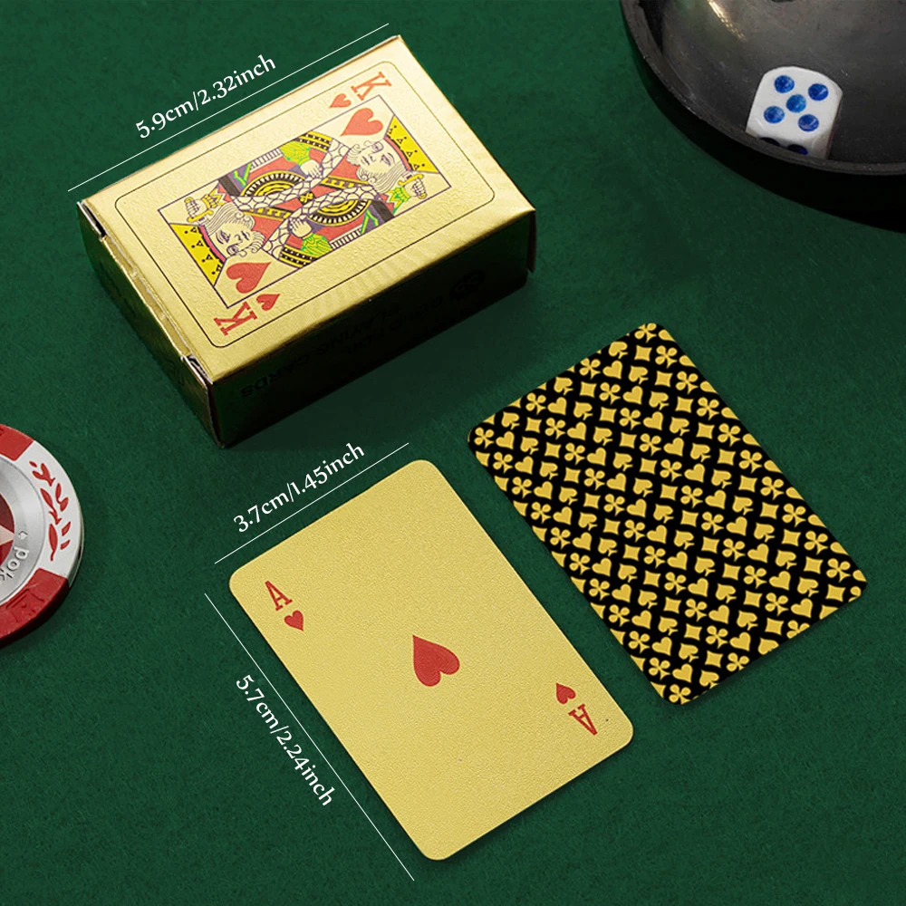 Mini Gold Leaf Playing Cards 2 Decks of Puzzle Poker Card,Fast, Fun, Competitive Multiplayer Solitaire Game,3.7*5.6cm