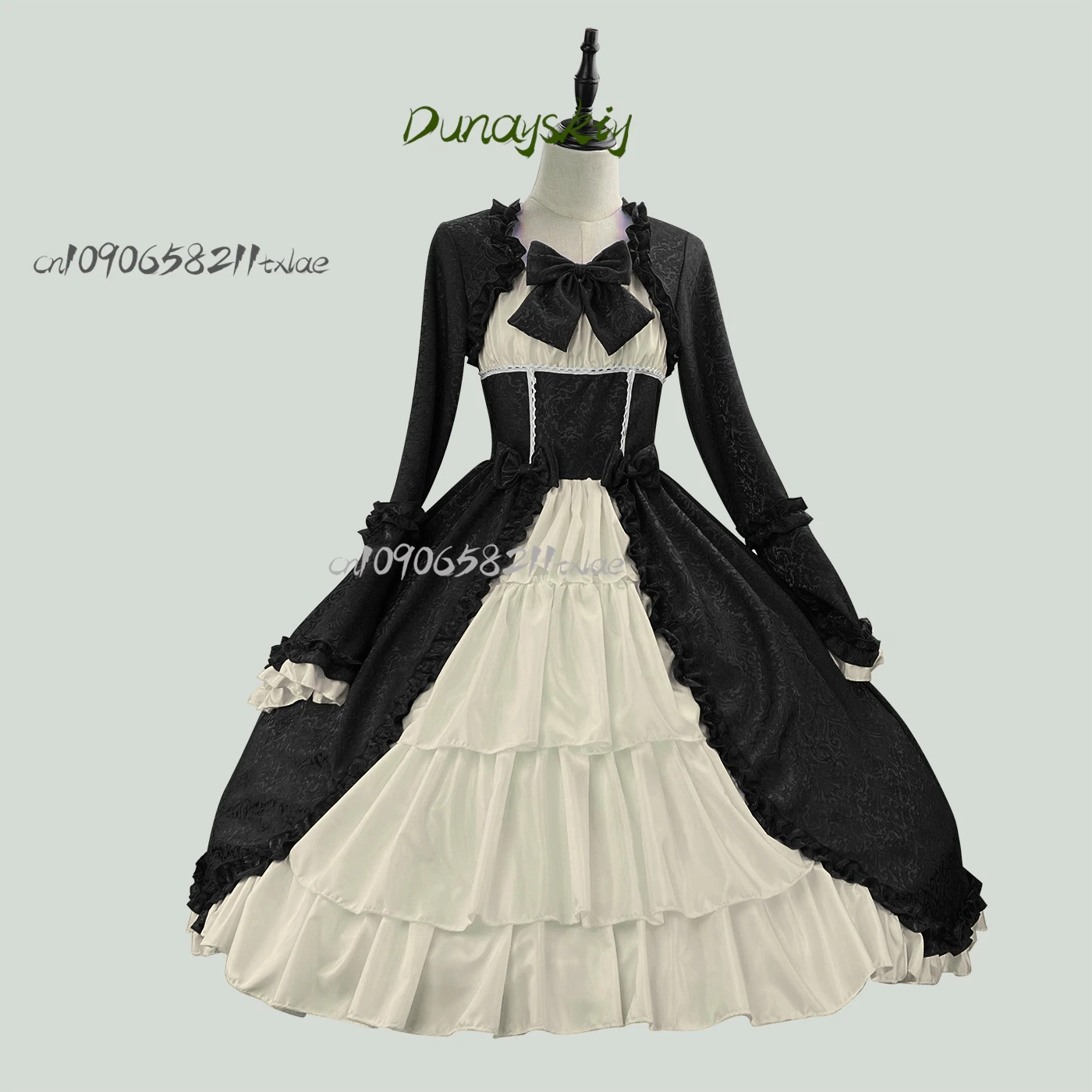 Vintage Gothic Lolita ผู้หญิง Victorian Punk Slim Bandage ชุดเจ้าหญิงสาวน่ารักโลหะ Cross Bow ชุดราตรี