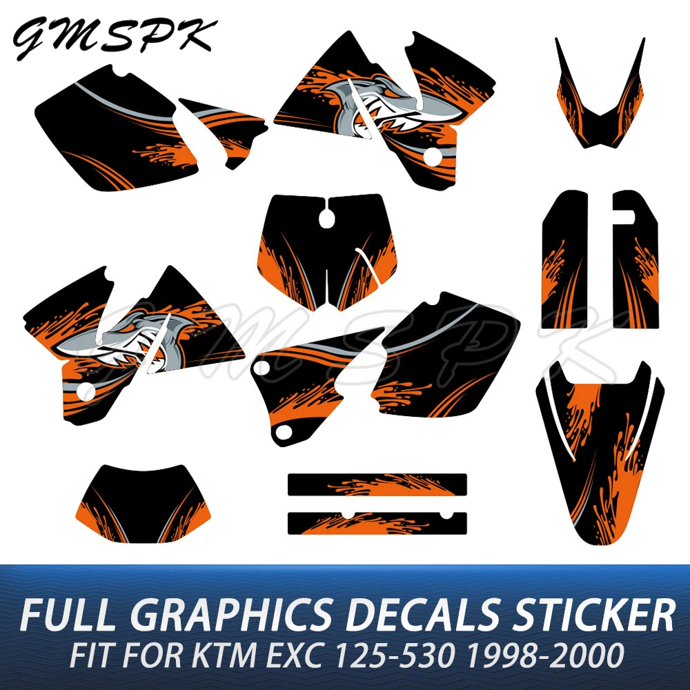 

Fit for EXC250 EXC 125 200 250 300 350 400 450 500 530 1998 1999 2000 Motorcycle Decals Fairings Graphics Background Sticker Kit