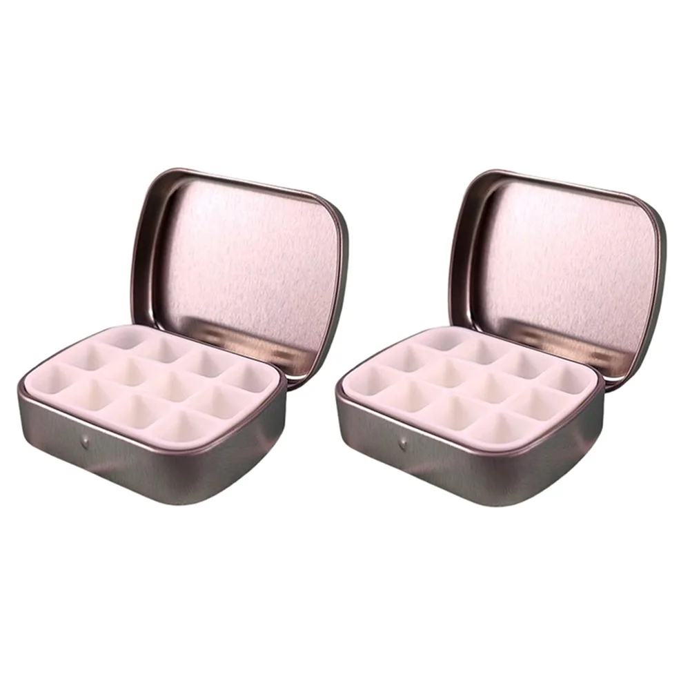 

2Pcs Empty Watercolor Paint Palette 12/24 Grids Waterproof Watercolor Iron Box Moisture-proof Mini Paint Pigment Box Artist