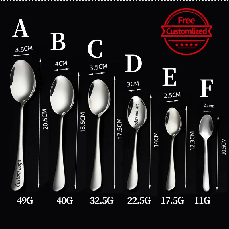 10pcs custom spoons, customized long handled ice spoons, custom dessert coffee spoons, Personalized custom dessert spoons