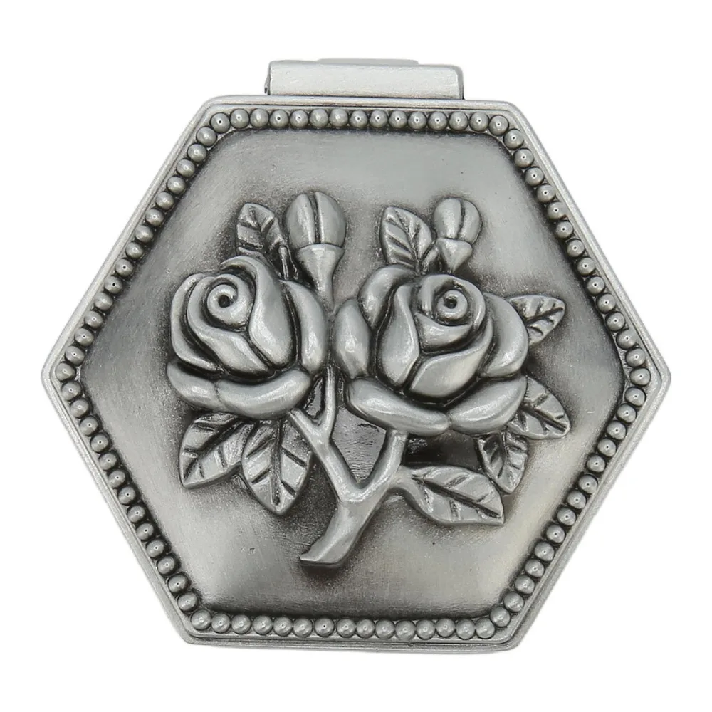 Hexagonal Metal Jewelry Box Emboss Grey Sexangle Jewelry Storage Box Zinc Alloy Rose Small Heart Shape Organizer For Women