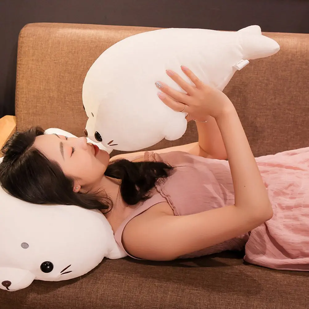 

Seal Stuffed Animal Simulation Soft Cartoon Shaped Cozy Bed Pillow Supple Skin Friendly Decoration