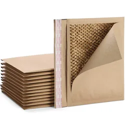 Lot d'Enveloppes Rembourrées en Nid d'Abeille Kraft, Papier Recyclé Premium, pour l'Expédition et l'Emballage, 50 Pièces