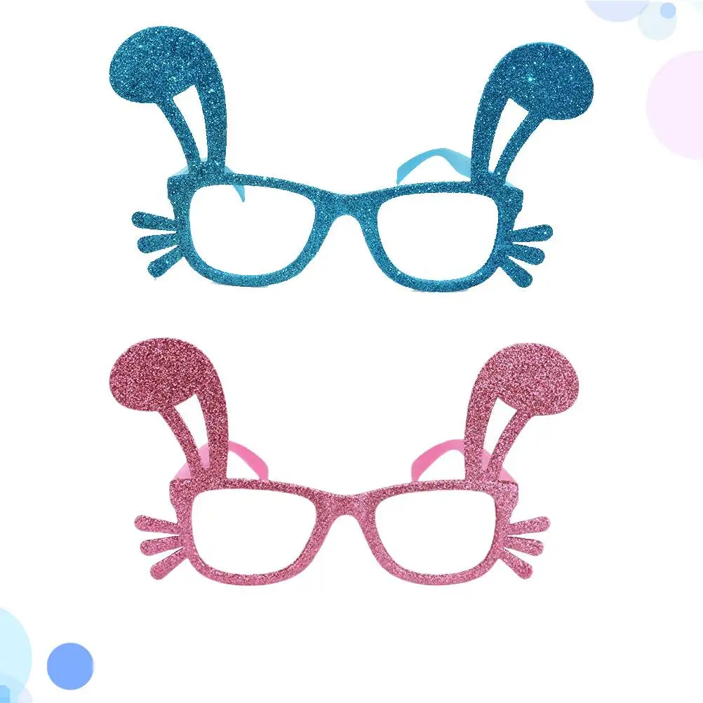 2PCS Creative Glasses Frame Funny Rabbit Ears Party Glasses Fancy Dress Up Costume Eyeglasses for Decoration Party Gifts ( Color