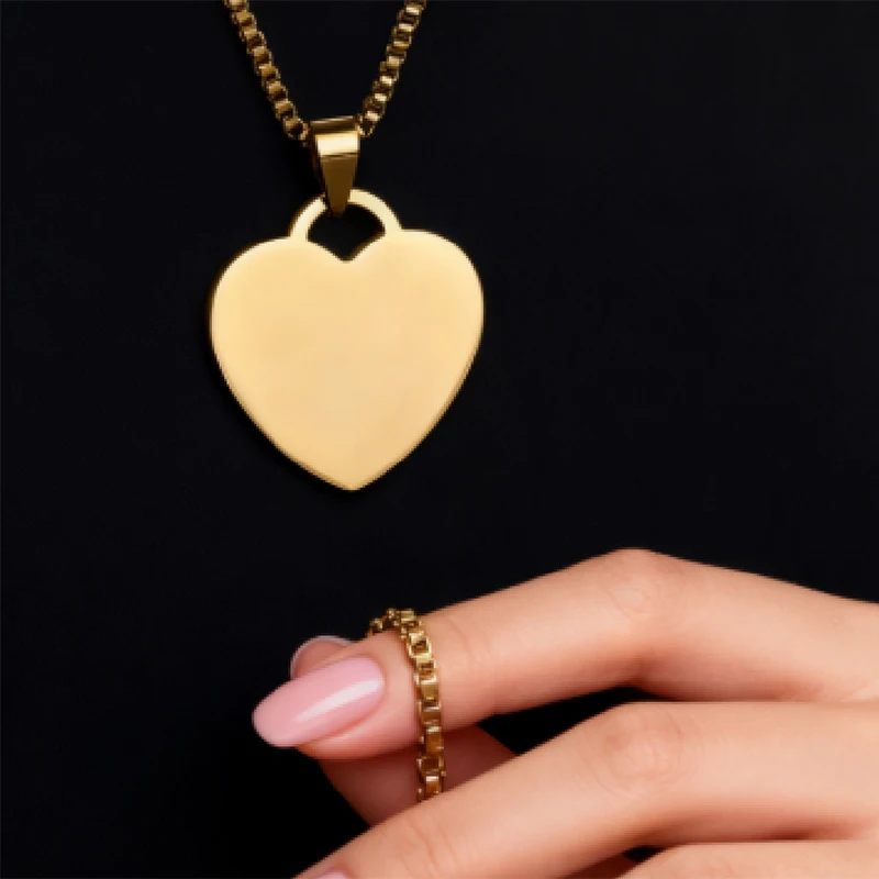 قلادة صور محفور مخصصة من ووكسيت من الفولاذ المقاوم للصدأ للنساء والرجال محفور بالليزر تاريخ الاسم صندوق صور Logol سلسلة مجوهرات #4