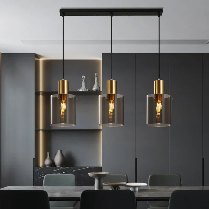 Modern Glass LED Pendant Light Restaurant Hotel Chandeliers Foyer Dining Bedroom Pendant Lamp Coffee Living Room Hanging Lamp