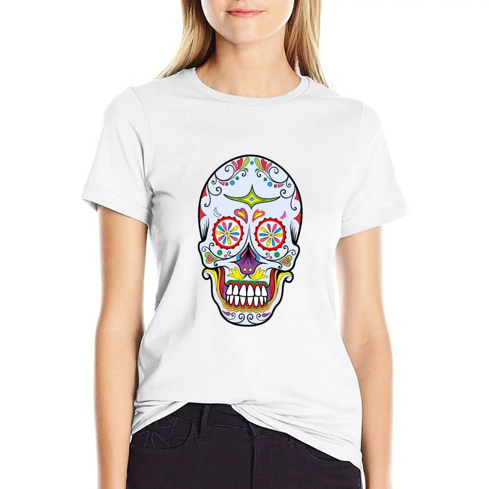 

Day of the Death-Sugar Skull T-shirt Short sleeve tee kawaii clothes summer clothes Women's summer blouses 2024