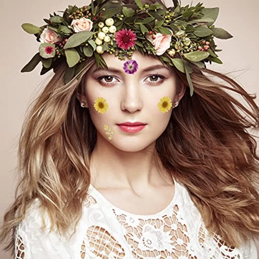 Nuanchu 200 قطعة من الزهور والأوراق المضغوطة المجففة الطبيعية من الراتنج أوراق الزهور المجففة الحقيقية المختلطة مع الملقط لعلبة المجوهرات ذاتية الصنع