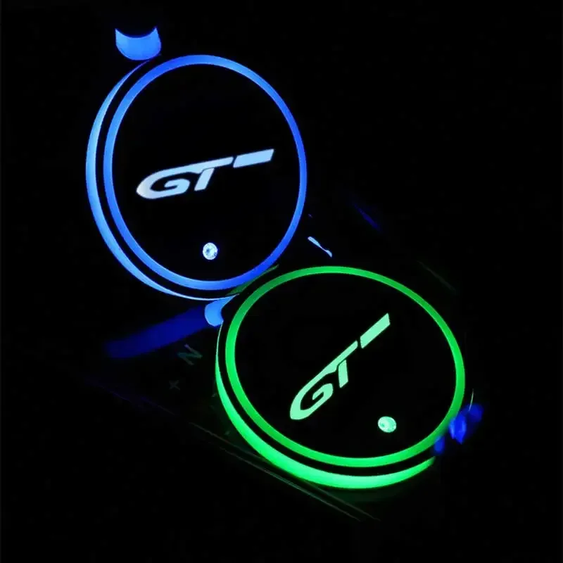 Colorful Changing Lights LED Car Water Cup Pad USB Luminous Coaste for 3008 GT 308 4008 5008 508 Interior Accessories