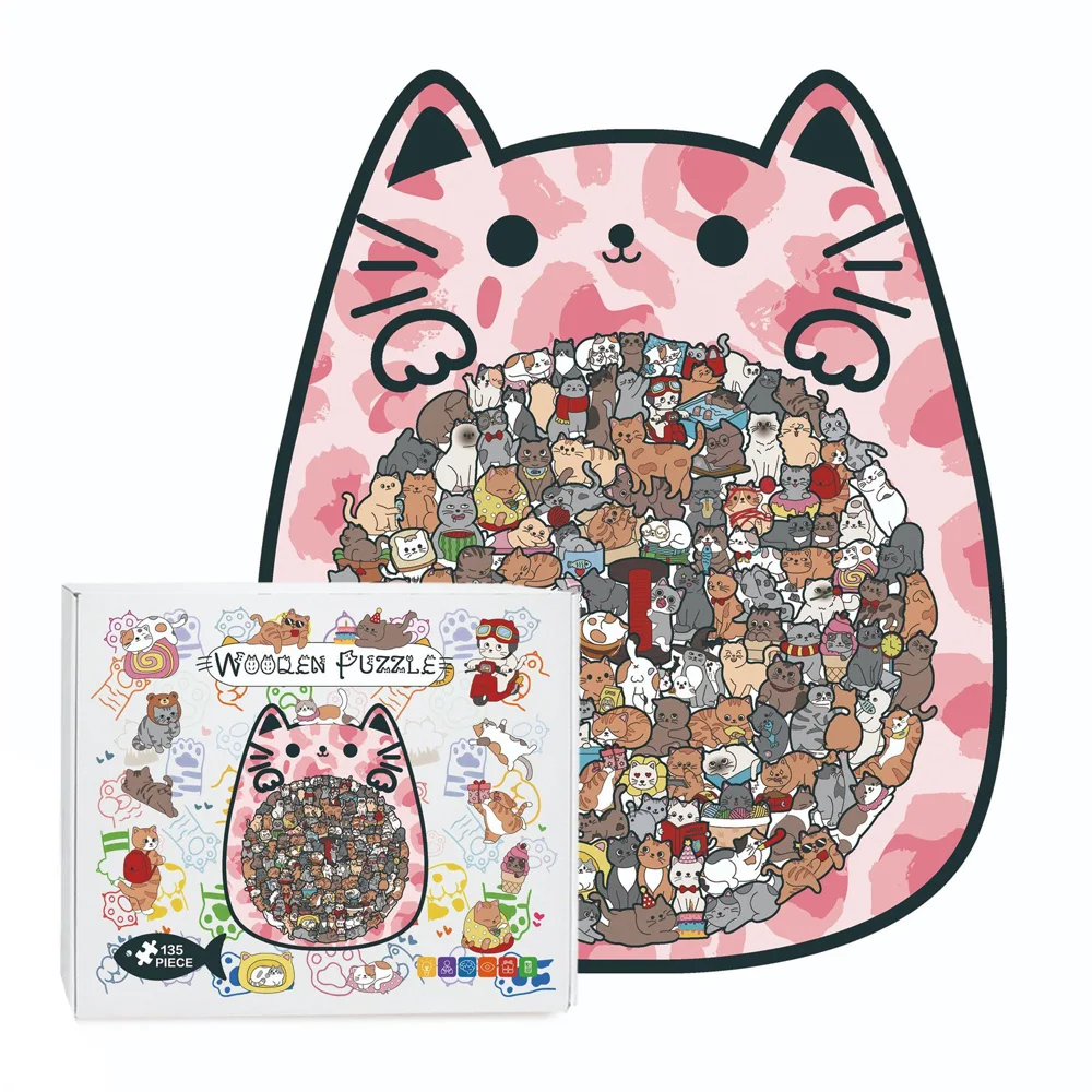 

Коллекция Fun Cat: Деревянный пазл неправильной формы, креативная игрушка-головоломка для снятия стресса, уникальный подарок для любителей кошек и для увлекательной сборки своими руками HG97