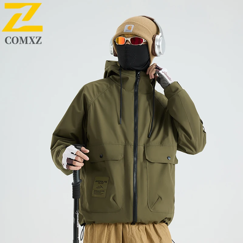 

2025 New Men Charge Jacket Outdoor Windproof Waterproof Breathable Mountain Series Hooded Windbreaker Leisure Camp Travel Jacket