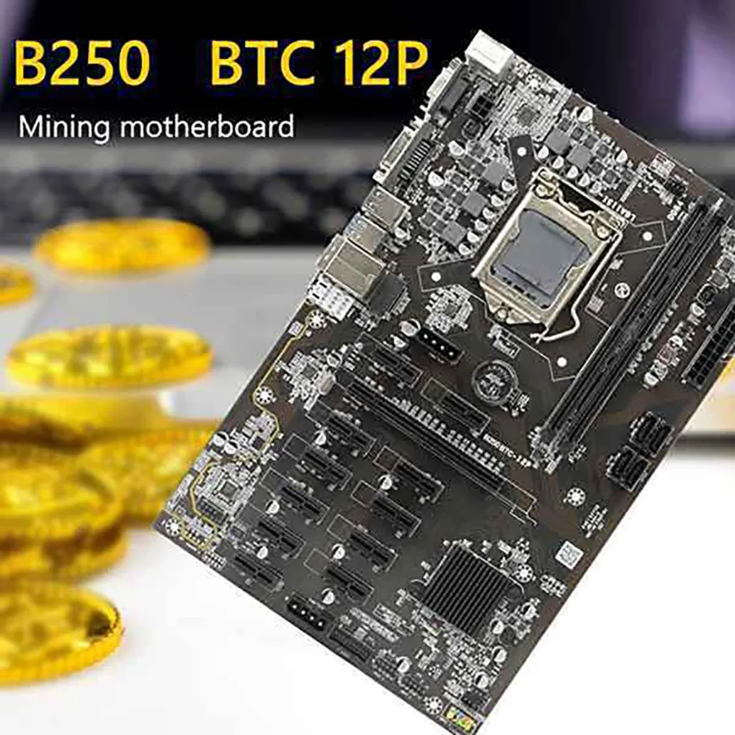 Imagem -04 - Btc Motherboard Mineração com Cabo de Alimentação Gráfica Cabo de Alimentação 24pin Slot 12 Pci-e Lga1151 Ram Ddr4 B250b