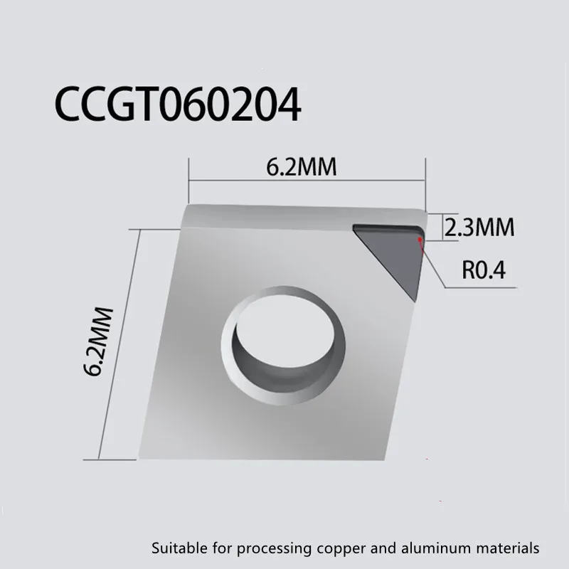 PCD CCGT060204 Insert Single Crystal Turning Tool High Hardness Diamond Cutter for Copper Aluminum to Achieve Mirror Effect