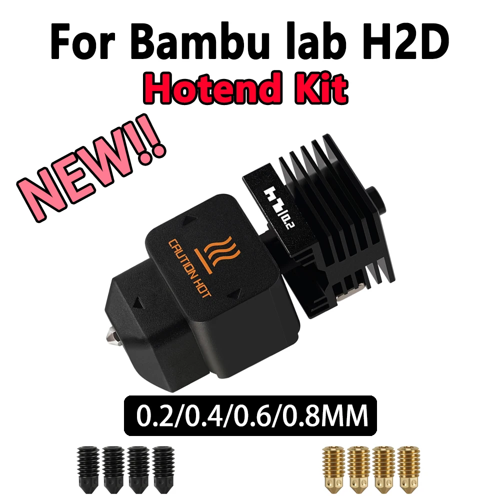 Nozzle Replaceabl Hotend For Bambu Lab H2D Hotend Hardened steel 0.2/0.4/0.6/0.8mm Hotend For H2D Laser For Bambu H2D Parts