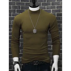 Harajuku informal-Camiseta de cuello alto para hombre, camisa de manga larga ajustada, Tops para parejas, Otoño e Invierno