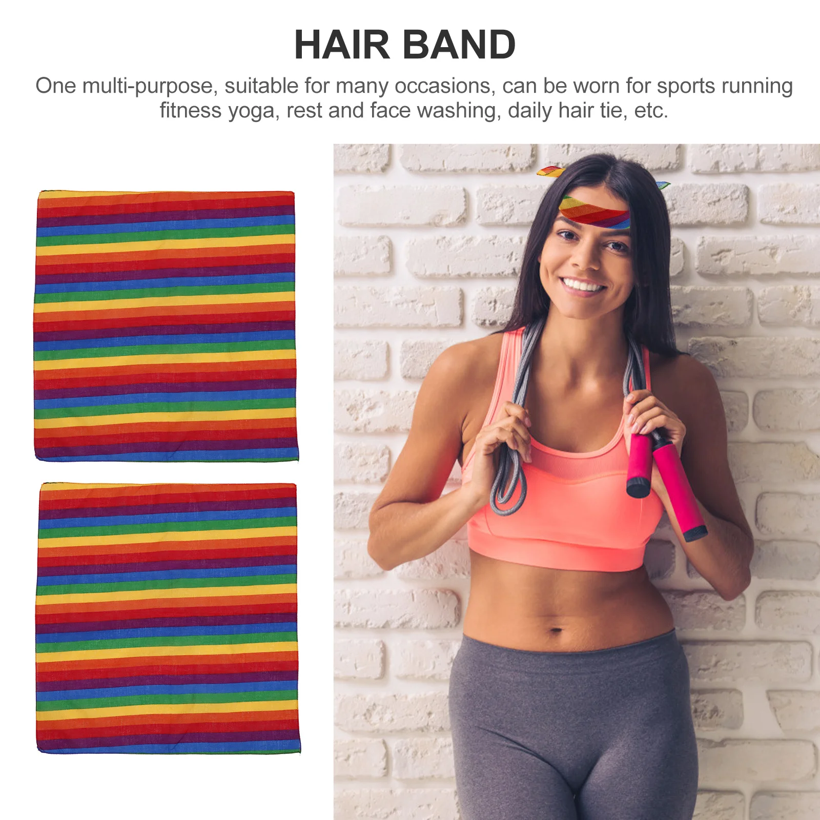 

4Pcs Sports Headband Yoga Headband Elastic Sweatbands for Women Running Fitness Hairband with Rainbow Color Design Breathable