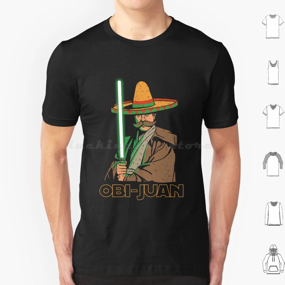 Camiseta divertida de Obi Juan con sombrero mexicano para el Cinco de Mayo, talla grande, 100% algodón, Obi Juan, Obi Wan, Jedi, sable de luz, estrella, galaxia, espacio