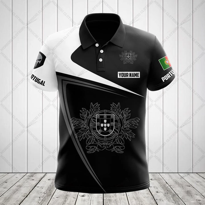 Customized Portugal Skull Polo Shirts Summer Unisex Casual Streetwear Men\'s Fashion Loose Cool Jersey Oversized Sportswear