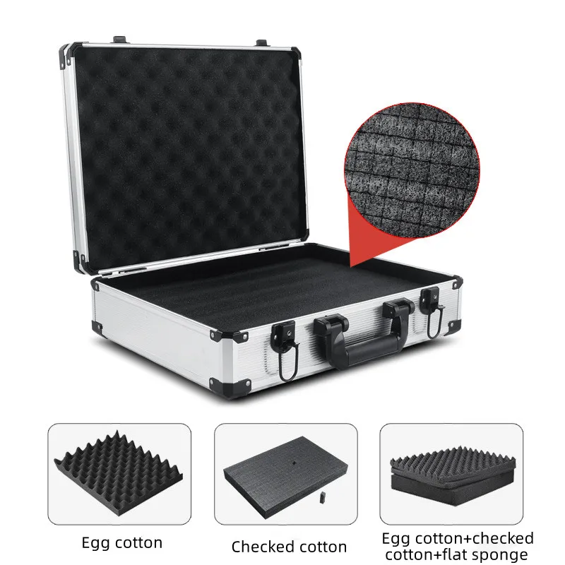 Aluminum Tool Box with Password Lock Portable Instrument Case Safety Protector Organizer Aluminum Hard Case Suitcase with Sponge