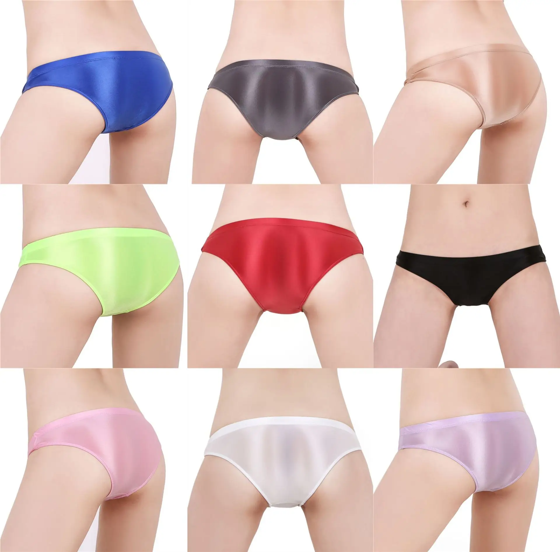 

9 color style Smooth Shiny Sexy Unisexy Men and Women Hot Briefs Underwear One Piece Large Size Panties