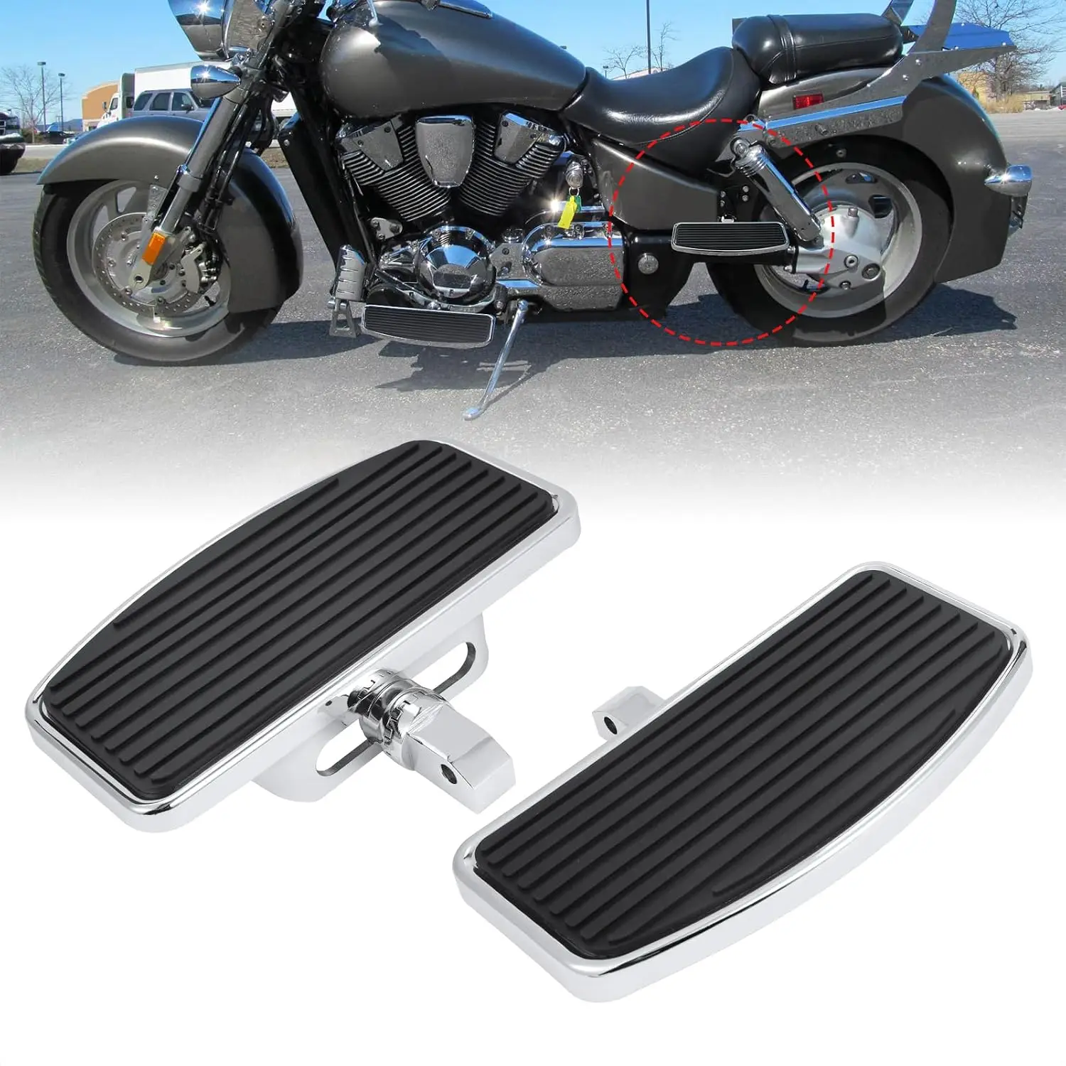 Adjustable Rear Passenger Floorboards 360 Fit Yamaha V-Star Drag Star 250-1300 Honda VTX1300 1800 Suzuki GZ125 VL400
